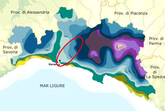 Immagine Pluviometria - tratta da Nimbus - Rivista Ligure di Meteorologia