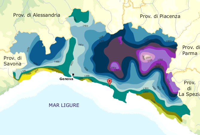 Immagine Pluviometria - tratta da Nimbus - Rivista Ligure di Meteorologia